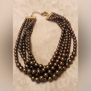 Lia Sophia Cafe’ Au Lait Glass & Resin Pearls Necklace